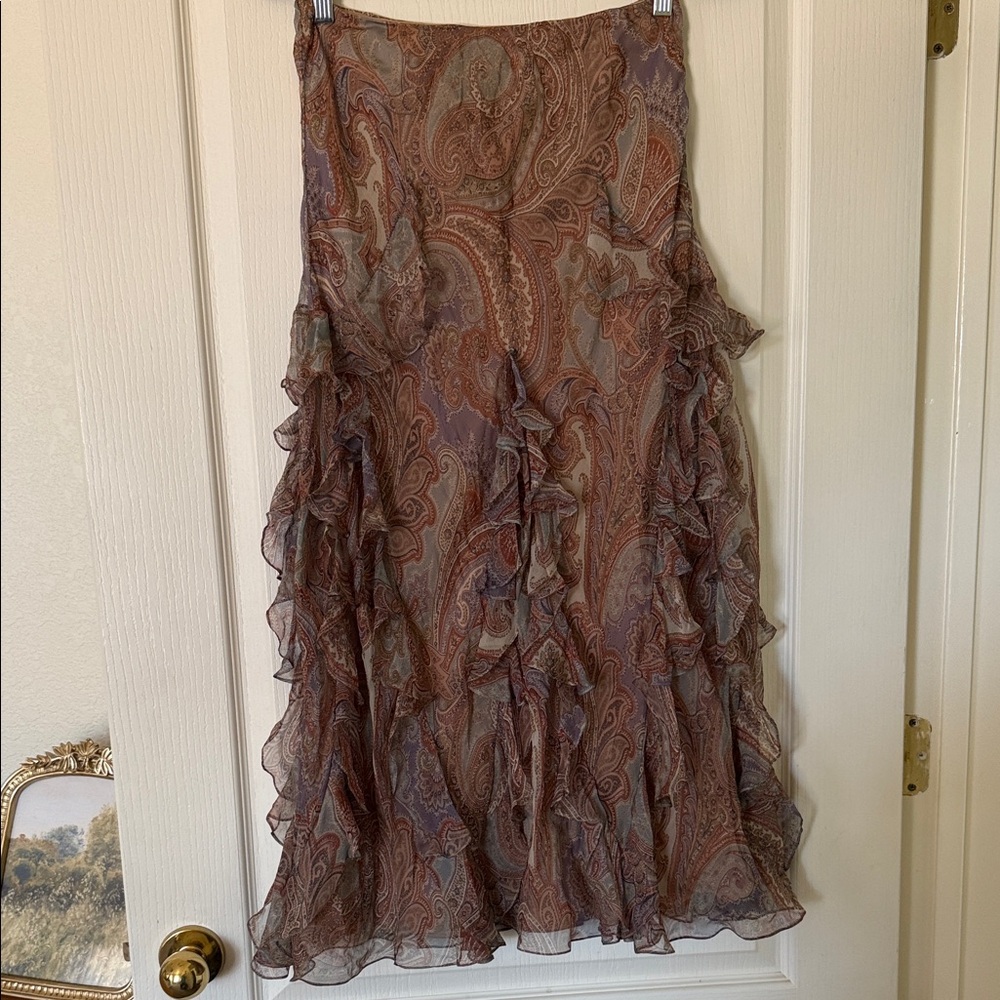 Ralph Lauren Paisley A-Line Skirt - Brown and Cream